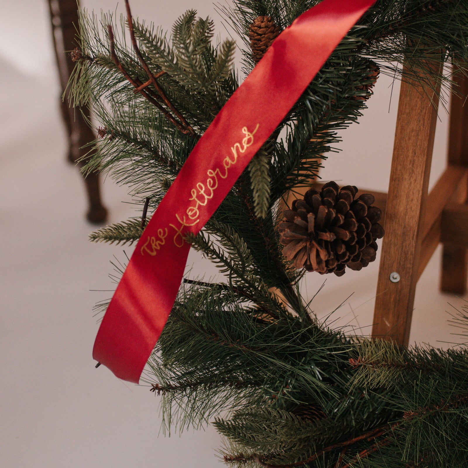 Personalized Wreath With Custom Ribbon