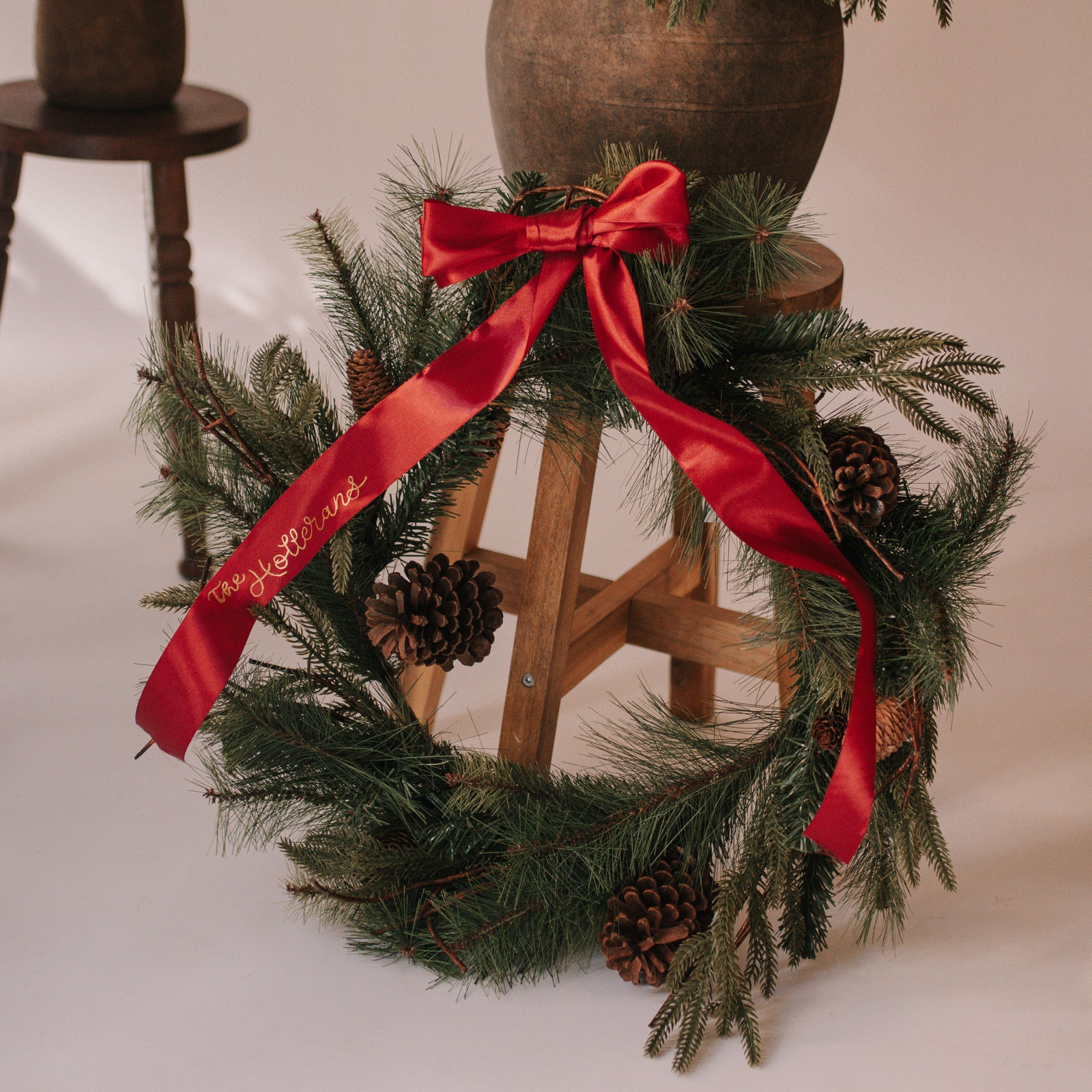 Personalized Wreath With Custom Ribbon