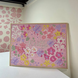 Textured Floral Canvas Nursery Sign