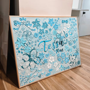 Textured Floral Canvas Nursery Sign