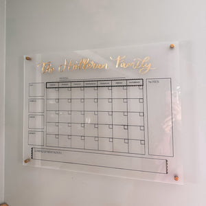Engraved Frosted Acrylic Dry-Erase Calendar