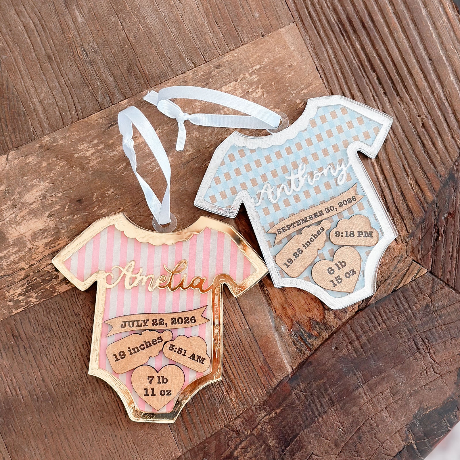Baby Birth Statistic Shadow Box Ornament