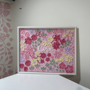 Textured Floral Canvas Nursery Sign
