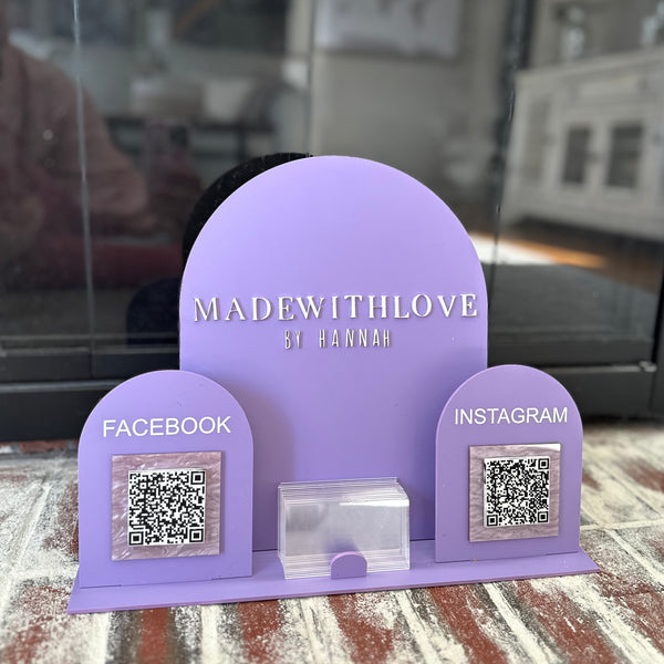 Acrylic Business Logo QR Code Add-On Sign - Details and Swirls
