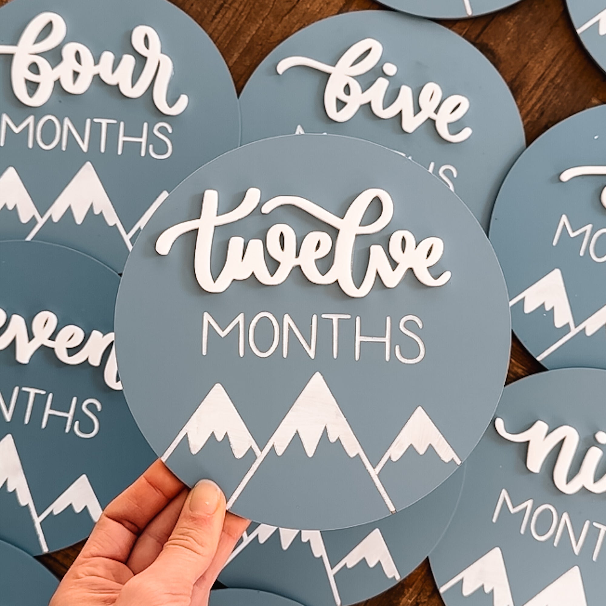 Acrylic Mountain Monthly Milestone Markers