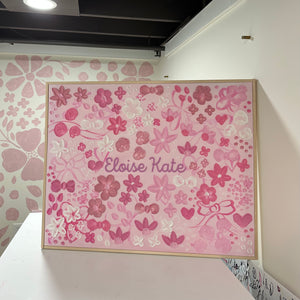 Textured Floral Canvas Nursery Sign