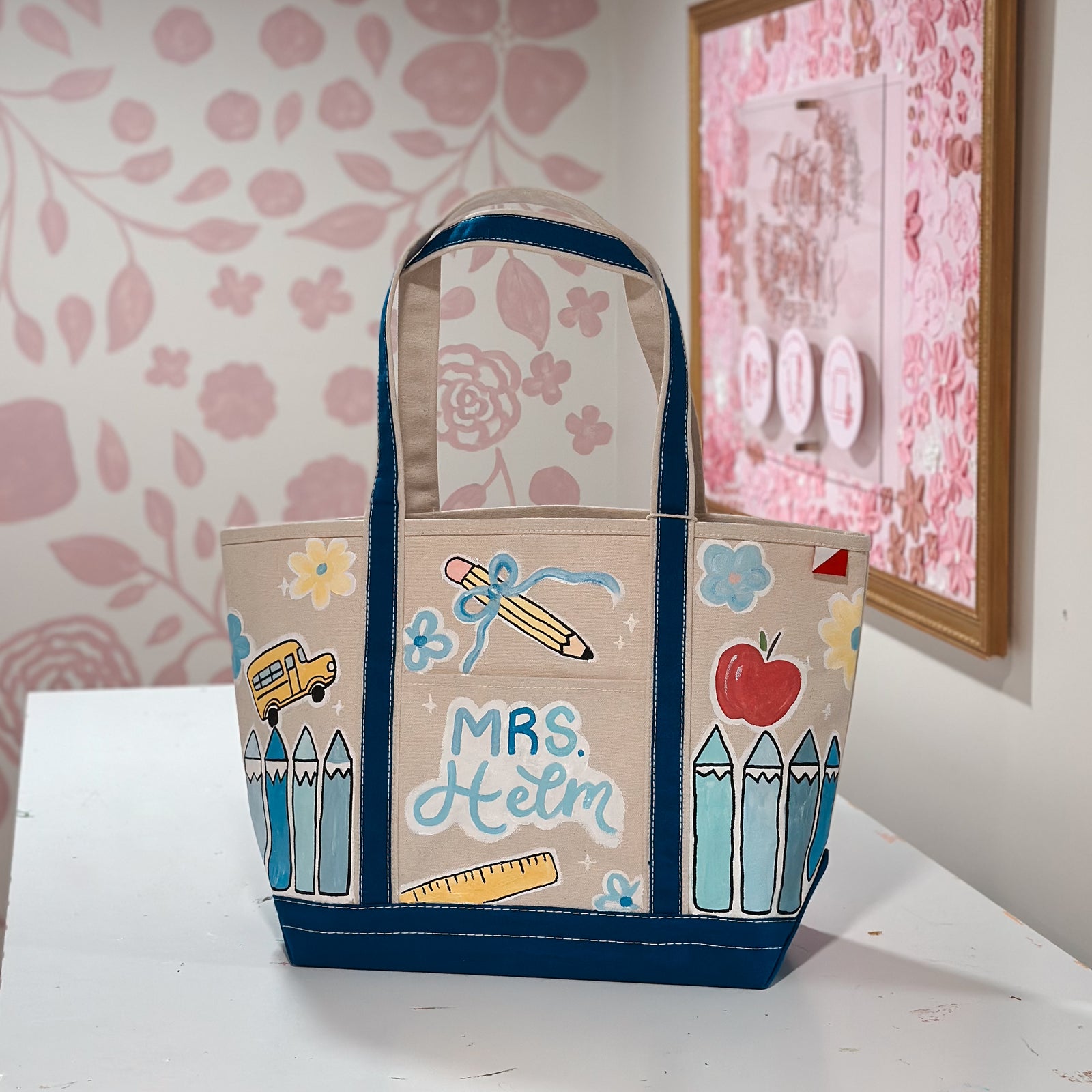 Hand Painted Teacher Canvas Tote