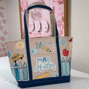 Hand Painted Teacher Canvas Tote