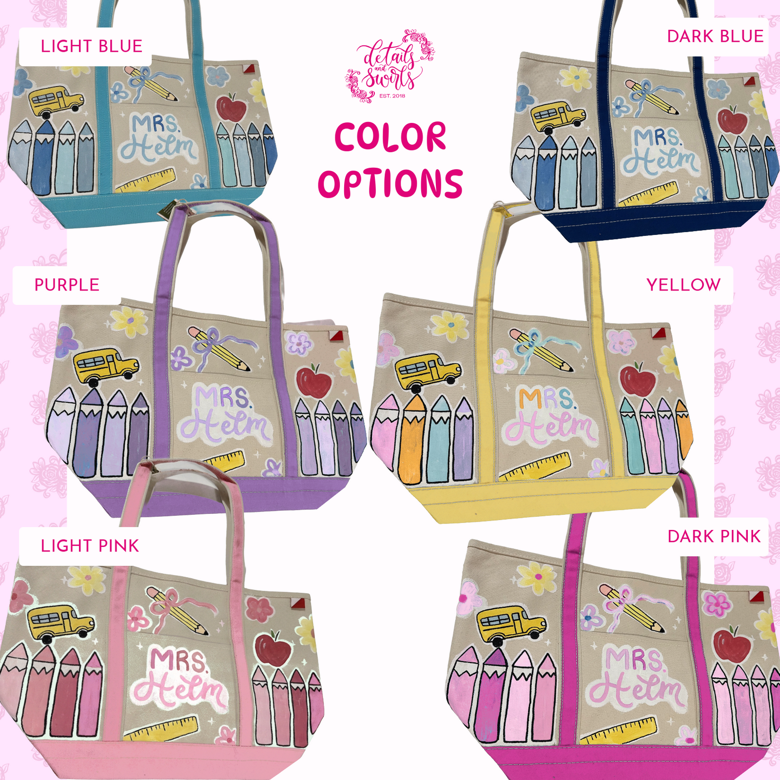 Hand Painted Teacher Canvas Tote