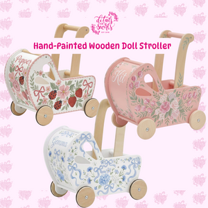 Custom Hand Painted Wooden Baby Doll Carriage
