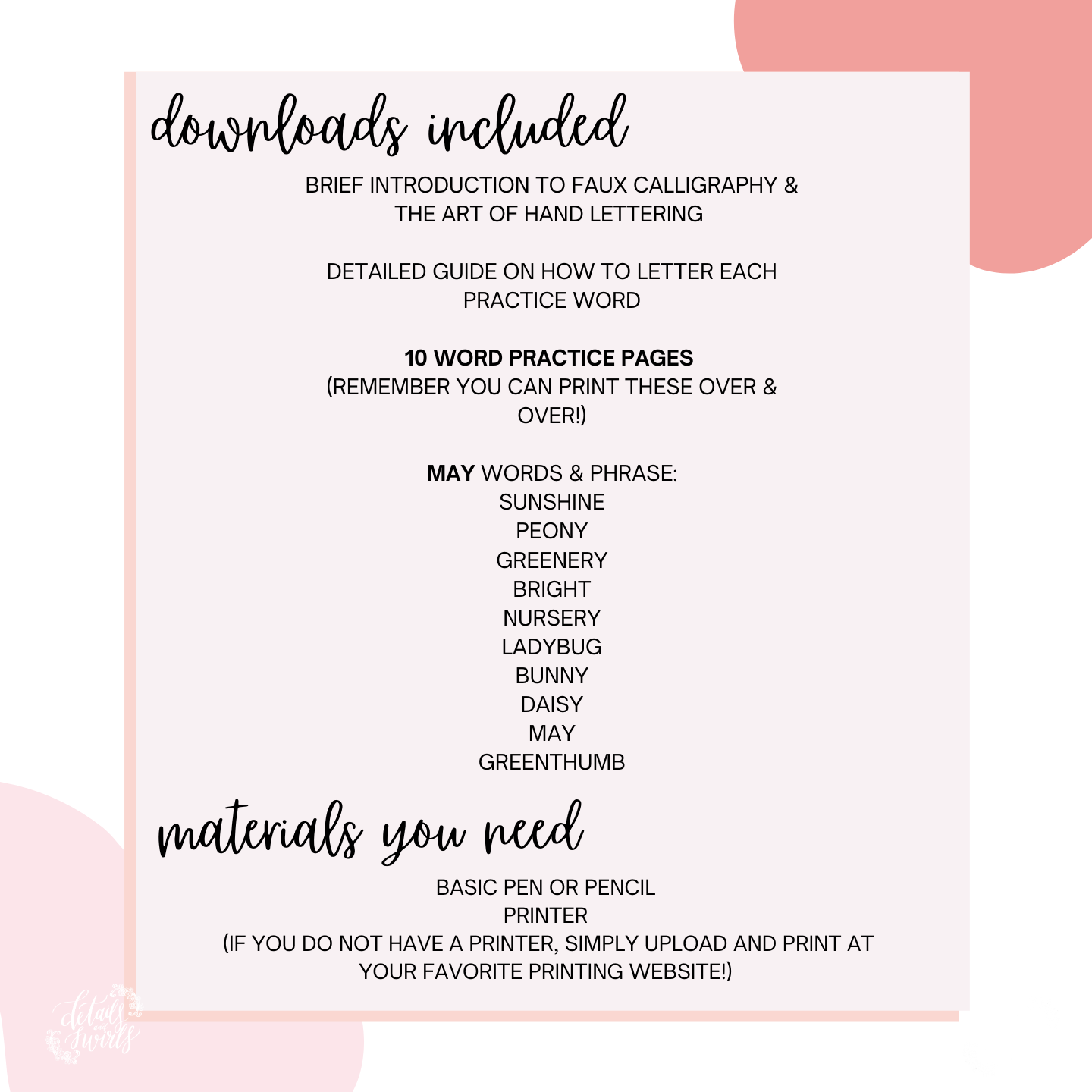 May Lettering Worksheets (PDF DIGITAL DOWNLOAD)