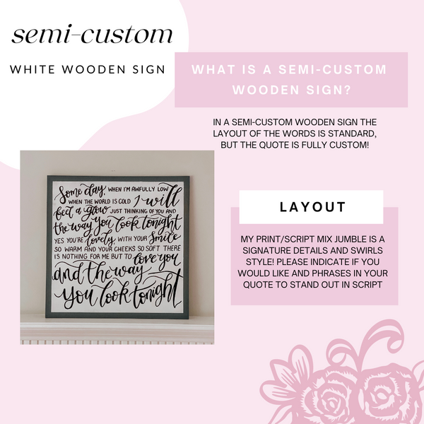 Semi-Custom Print/Script Jumble Mix Wooden Sign - Details and Swirls