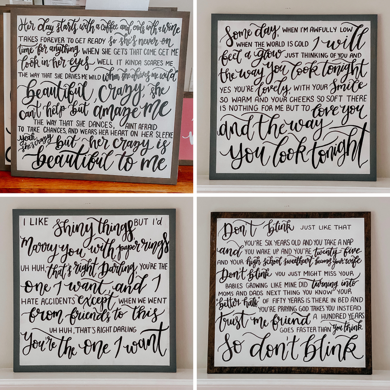 Semi-Custom Print/Script Jumble Mix Wooden Sign - Details and Swirls