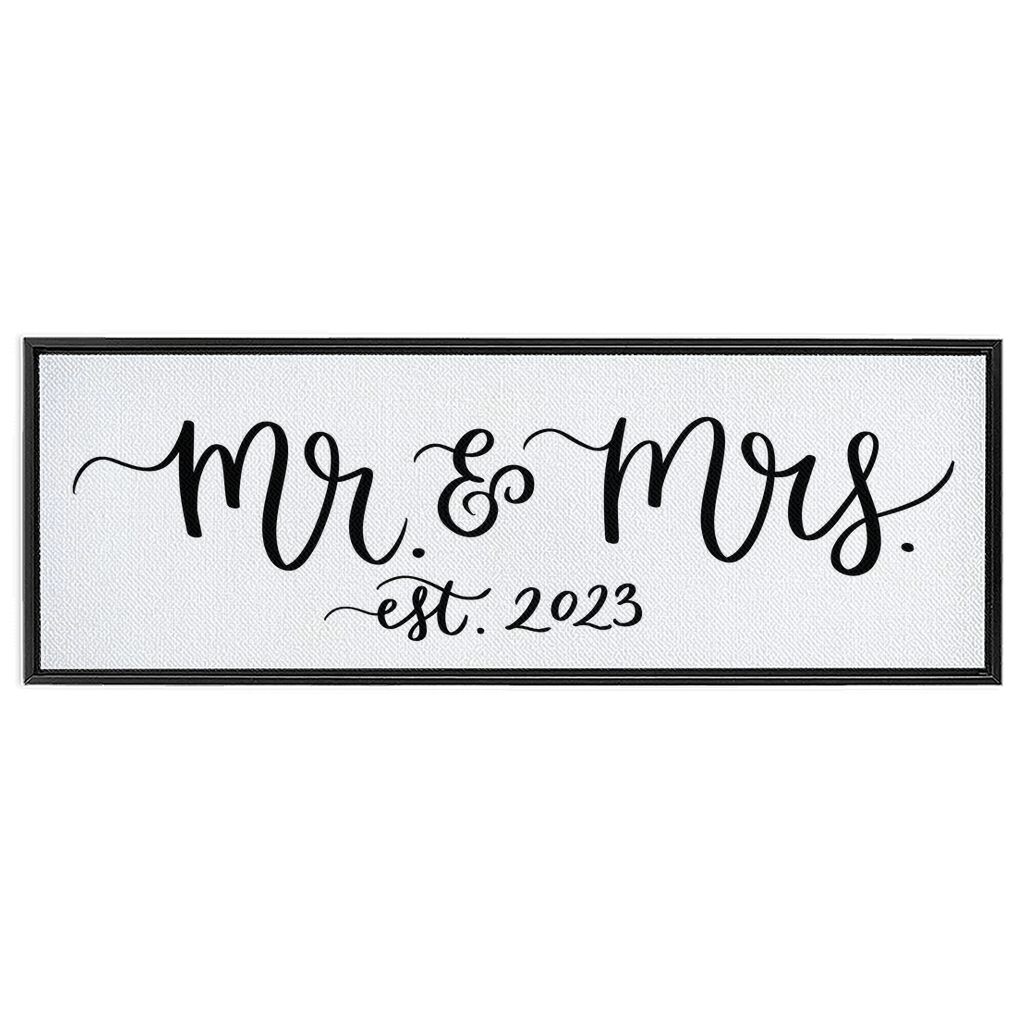 Mr. & Mrs. est. 2023 Framed Canvas Sign