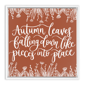 Autumn Leaves Falling Framed Canvas Sign