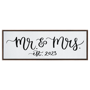 Mr. & Mrs. est. 2023 Framed Canvas Sign