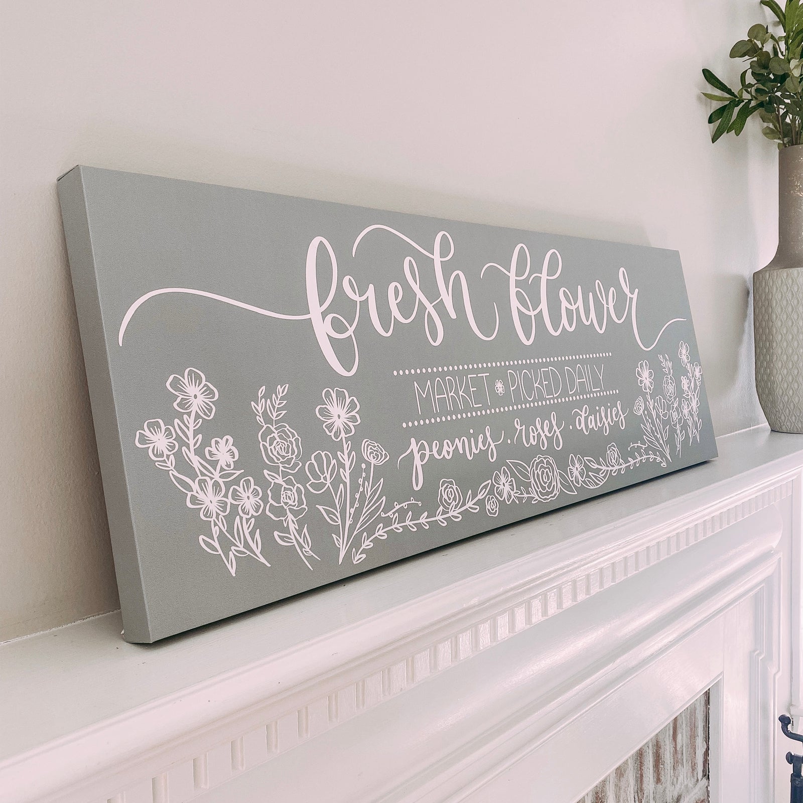 Fresh Flower Market Canvas Unframed Sage