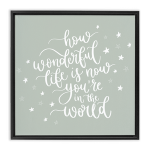 Now You're In The World Framed Canvas Sign - Sage