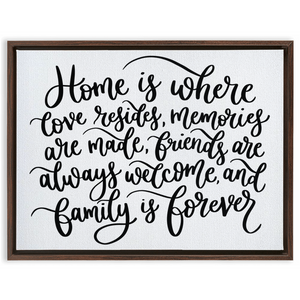 Home Is Where Framed Canvas Sign