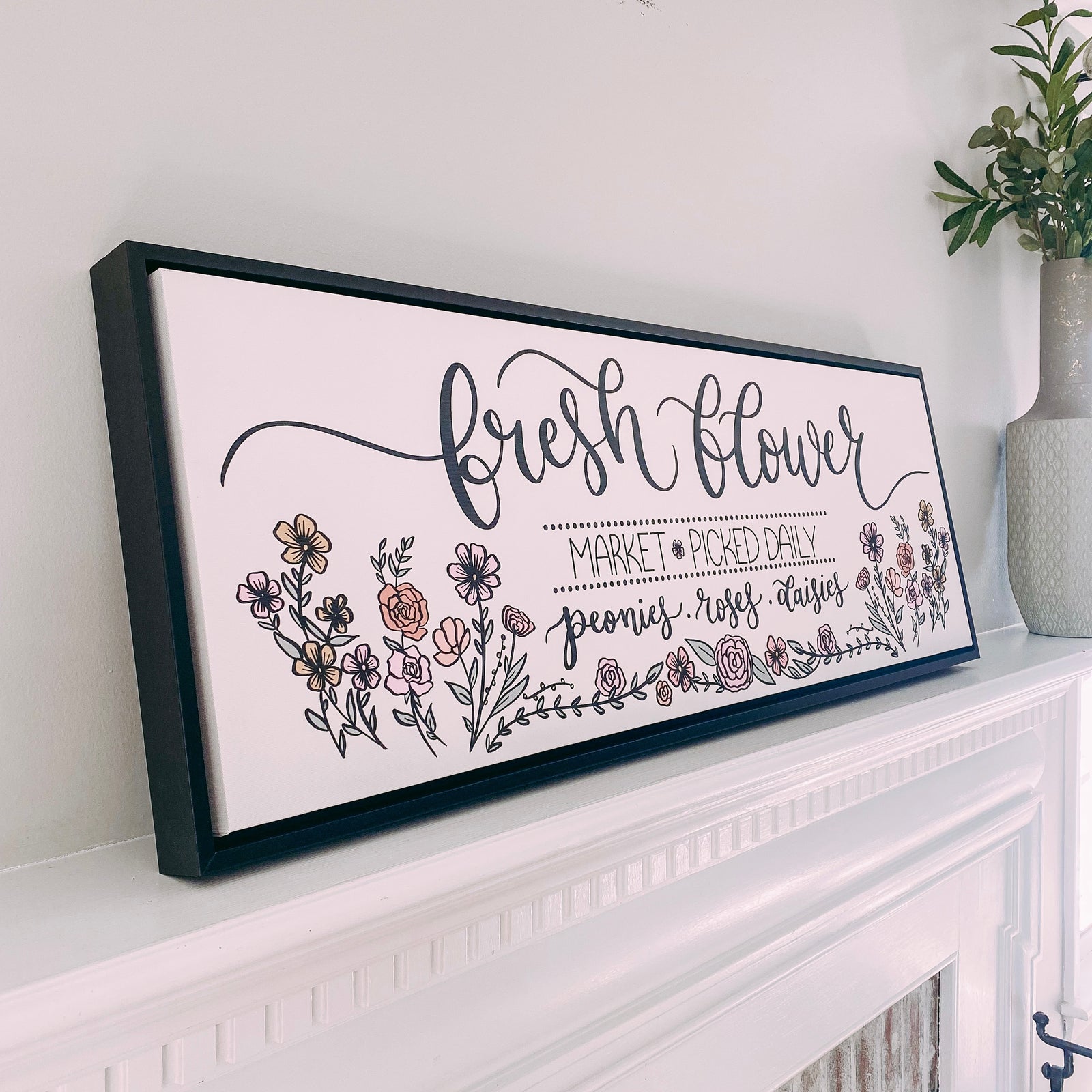 Fresh Flower Market Framed Canvas Multi