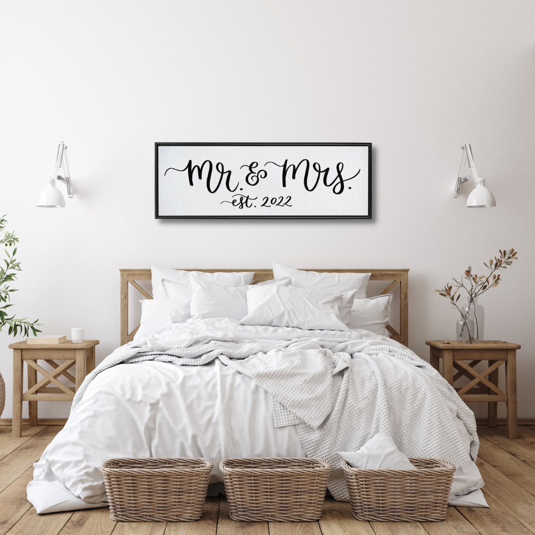 Mr. & Mrs. est. 2022 Framed Canvas Sign