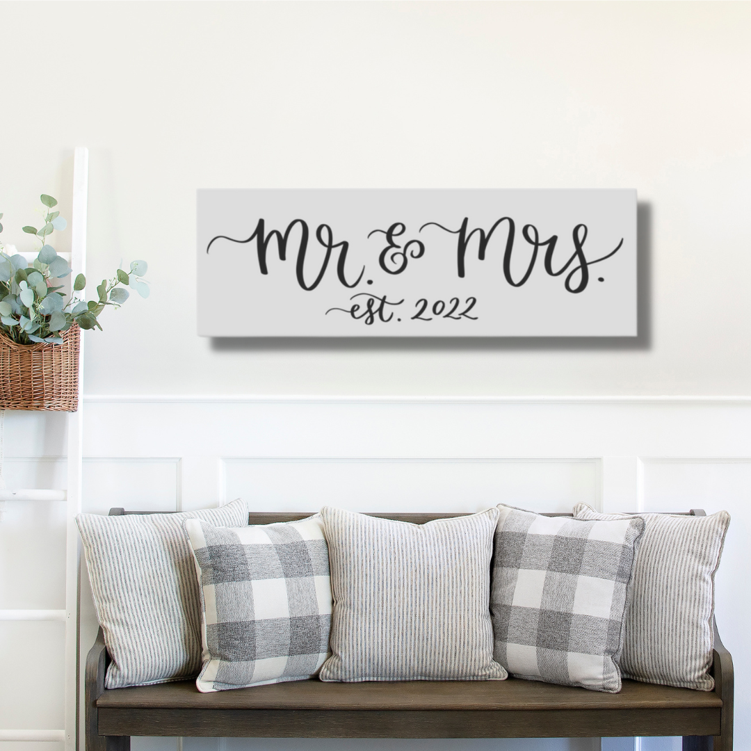 Mr. & Mrs. est. 2022 Canvas Sign