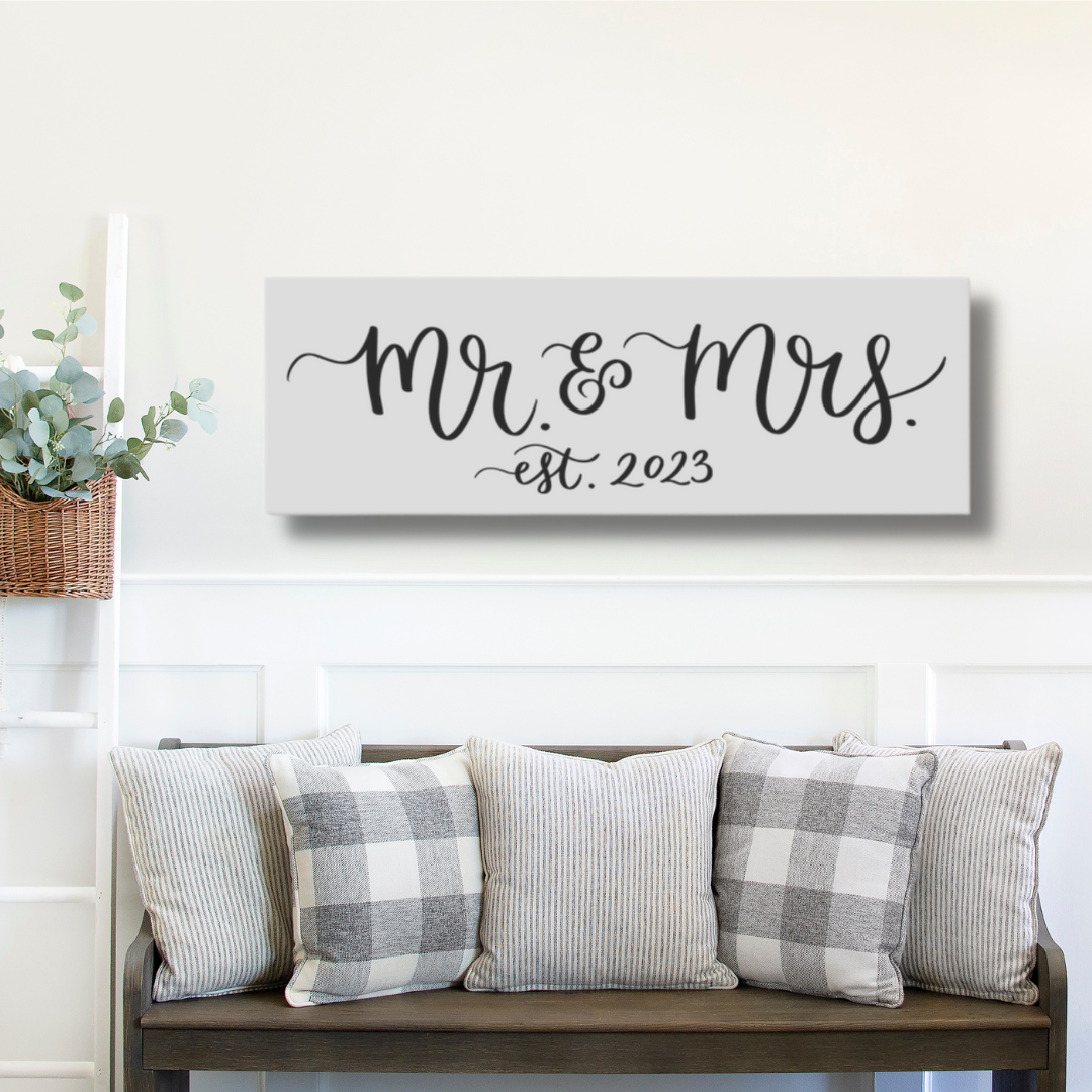 Mr. & Mrs. est. 2023 Canvas Sign