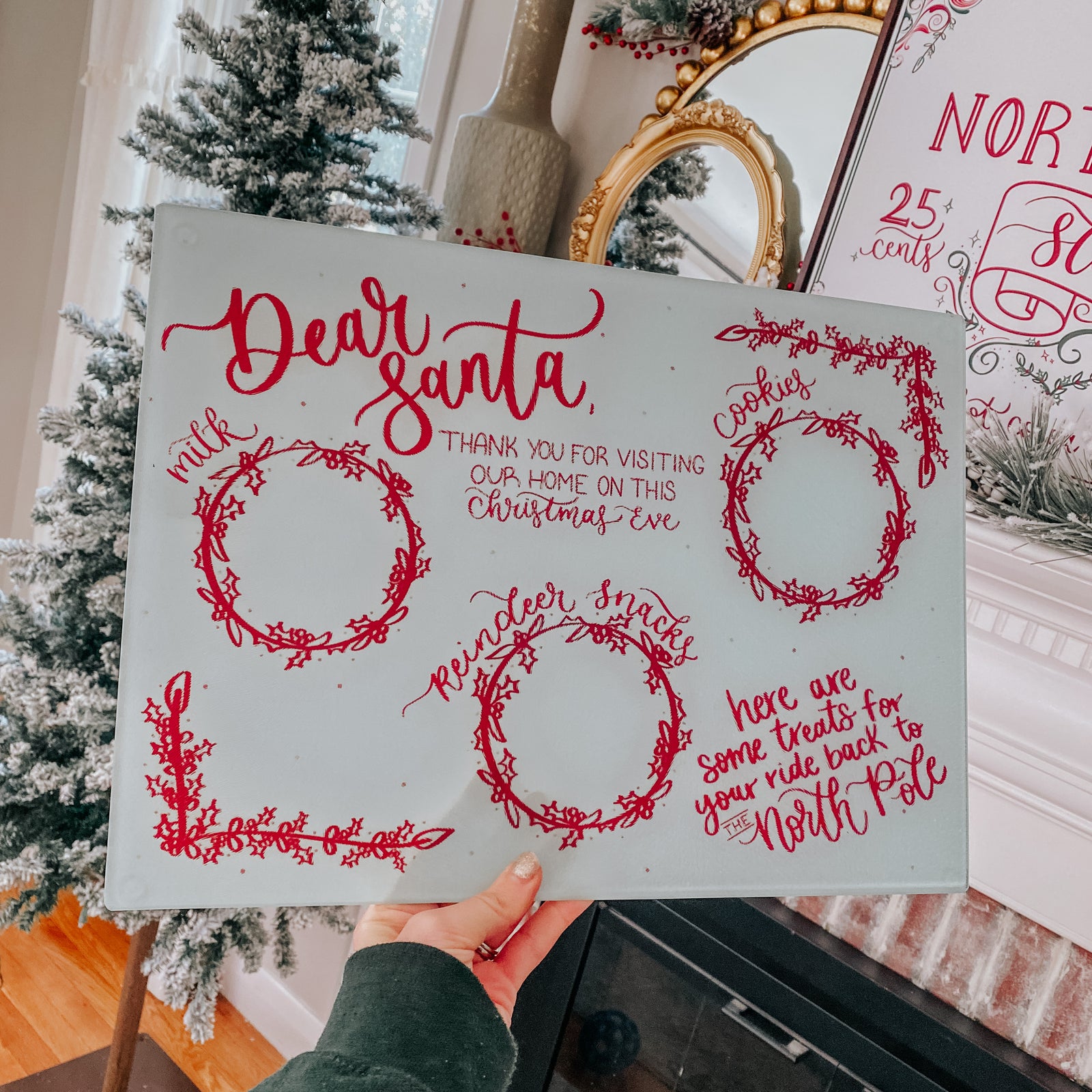 Dear Santa Glass Cutting Board