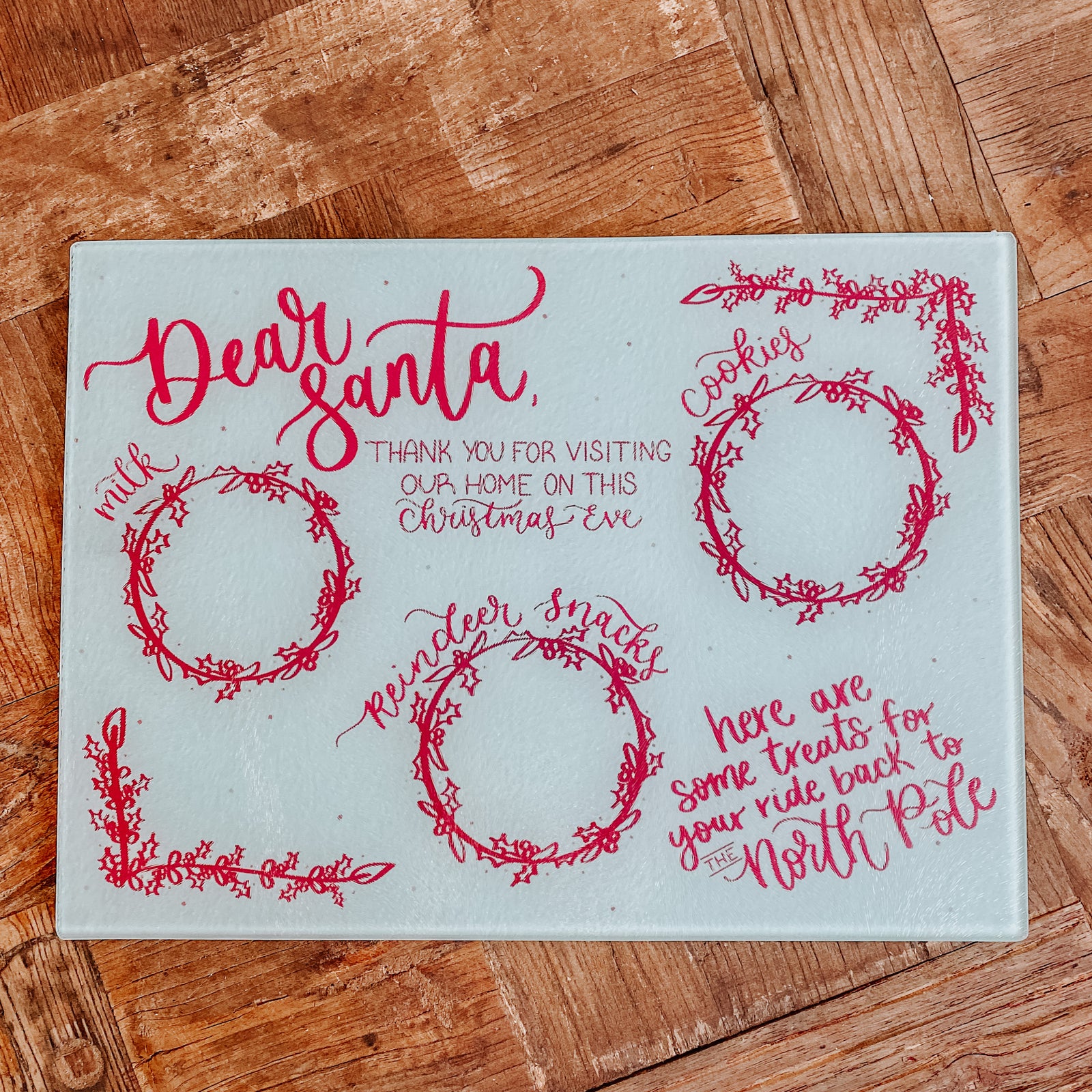 Dear Santa Glass Cutting Board