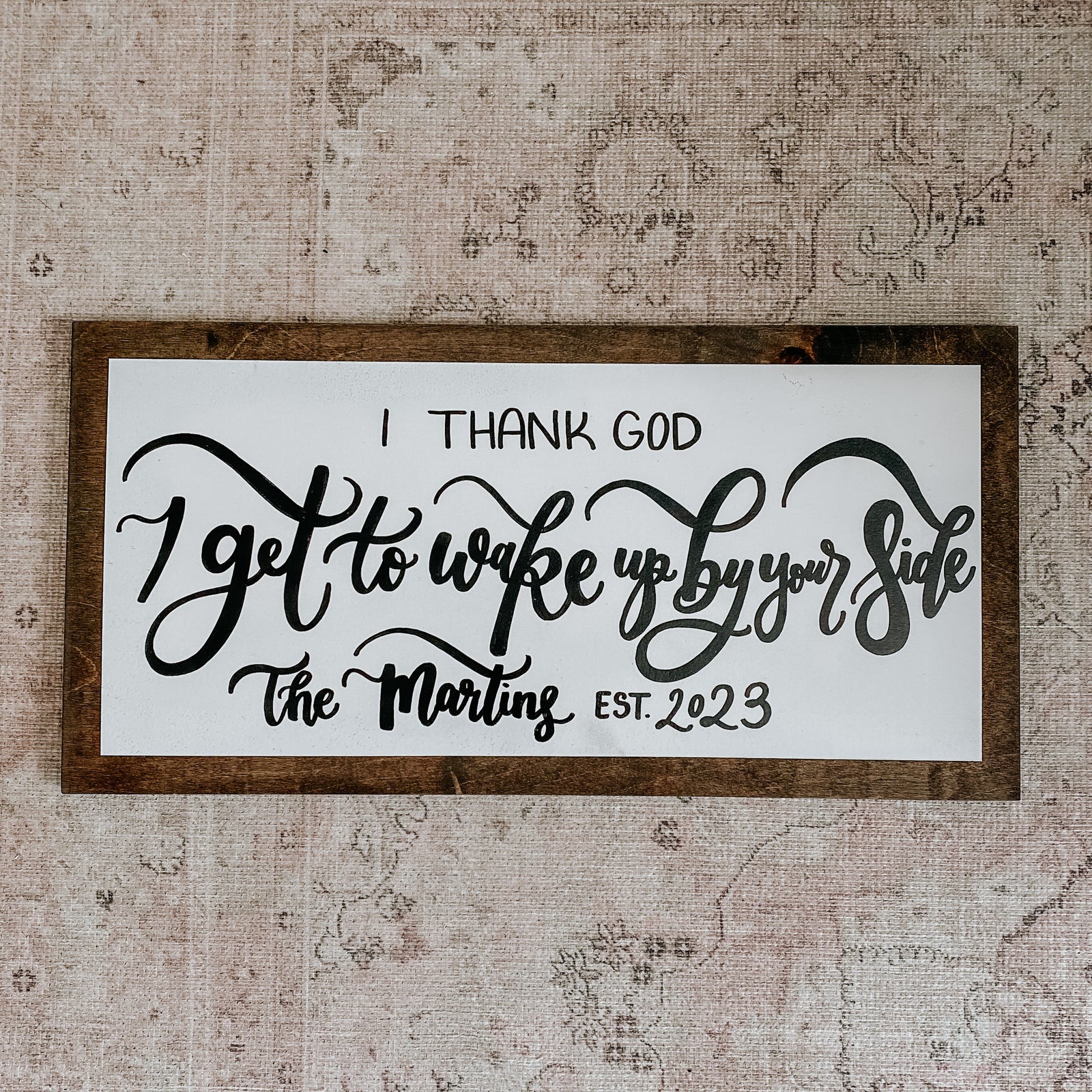 Semi-Custom White Wooden Sign (quote & last name)