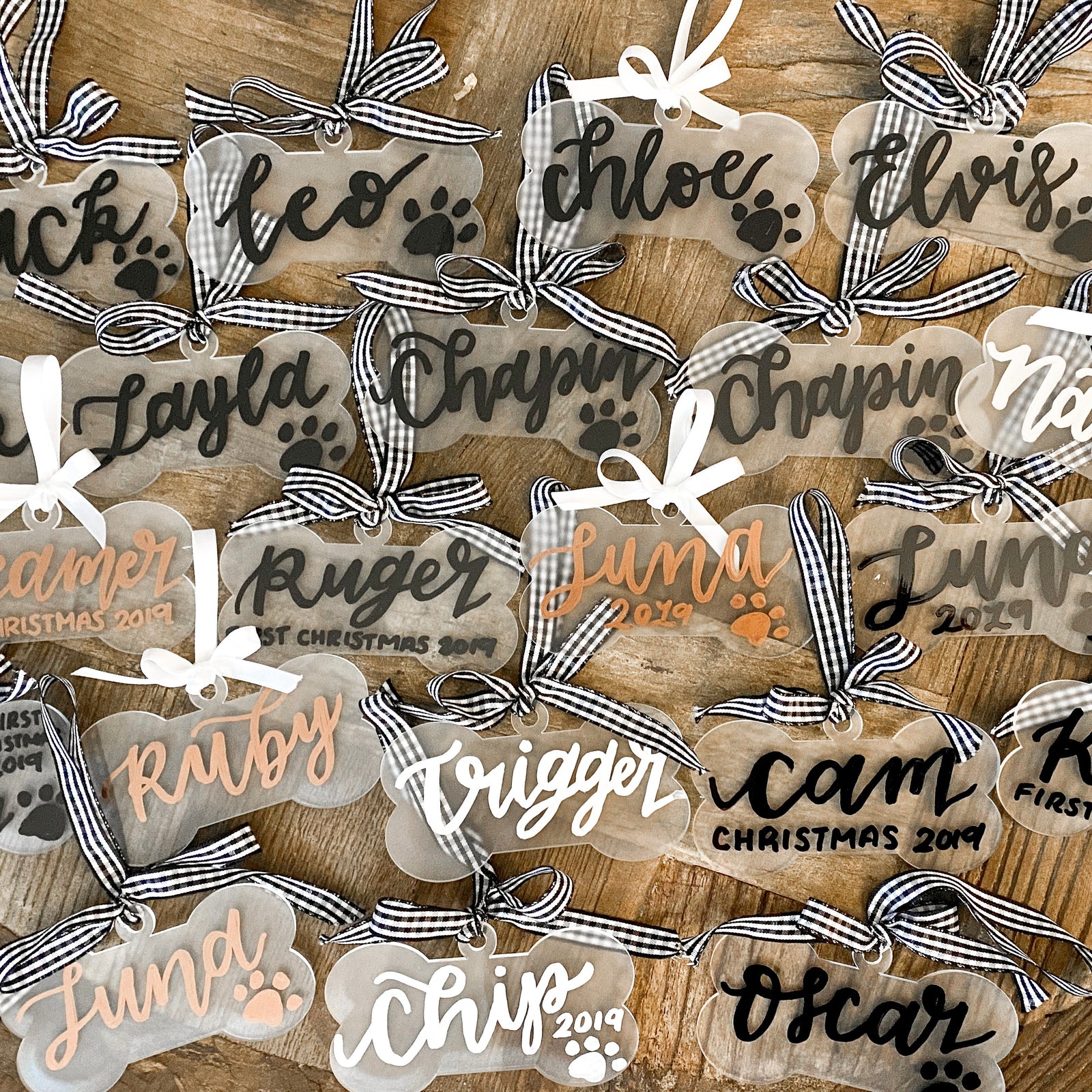 Frosted Acrylic Bone Ornaments