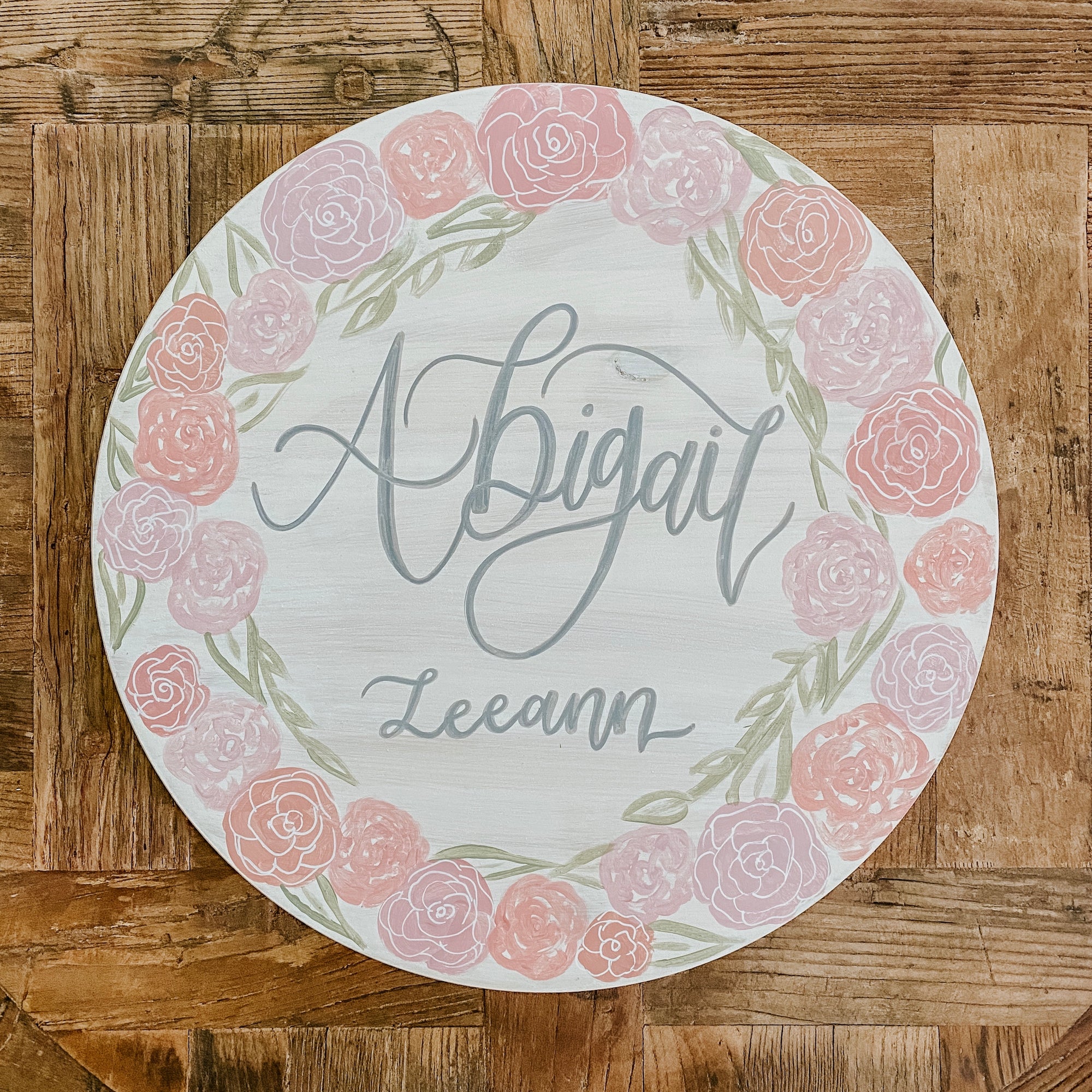 Floral Wooden Baby Name Sign