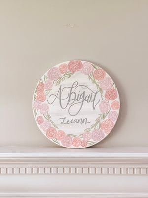 Foral Wooden Baby Name Sign