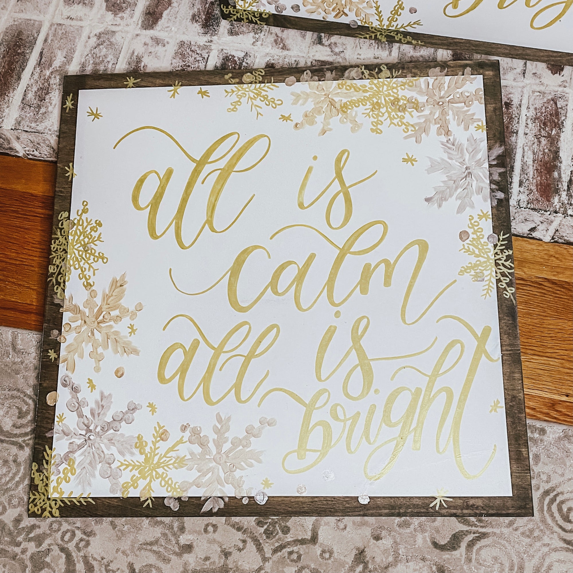 All Is Calm Shimmer Quote Sign