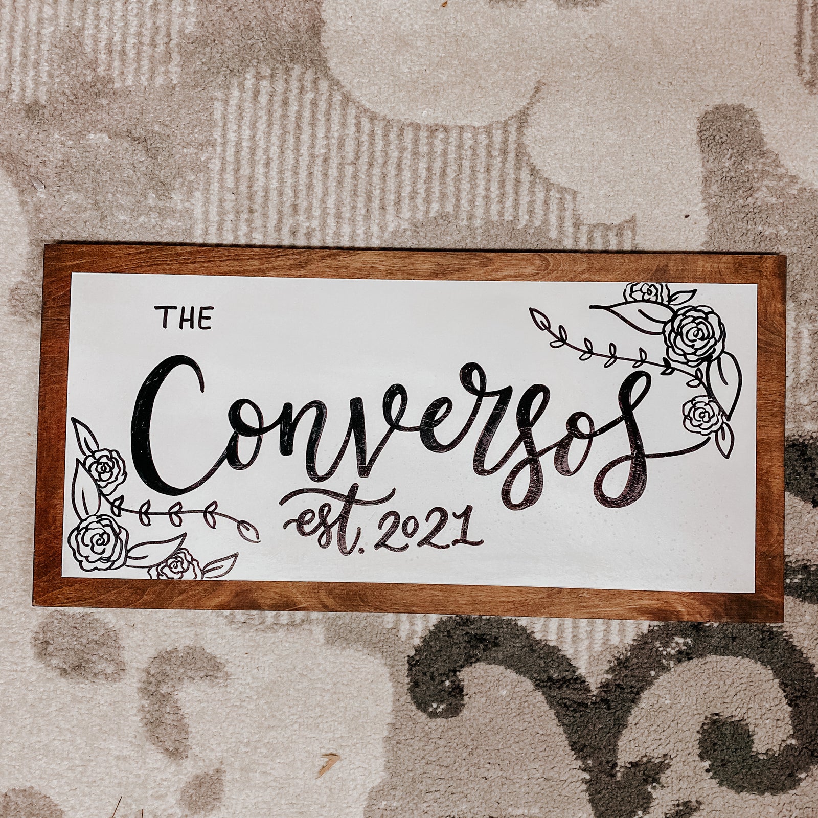 Floral Detail Last Name Sign