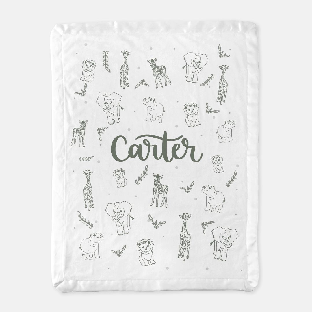 Baby Name Satin Trim Blanket