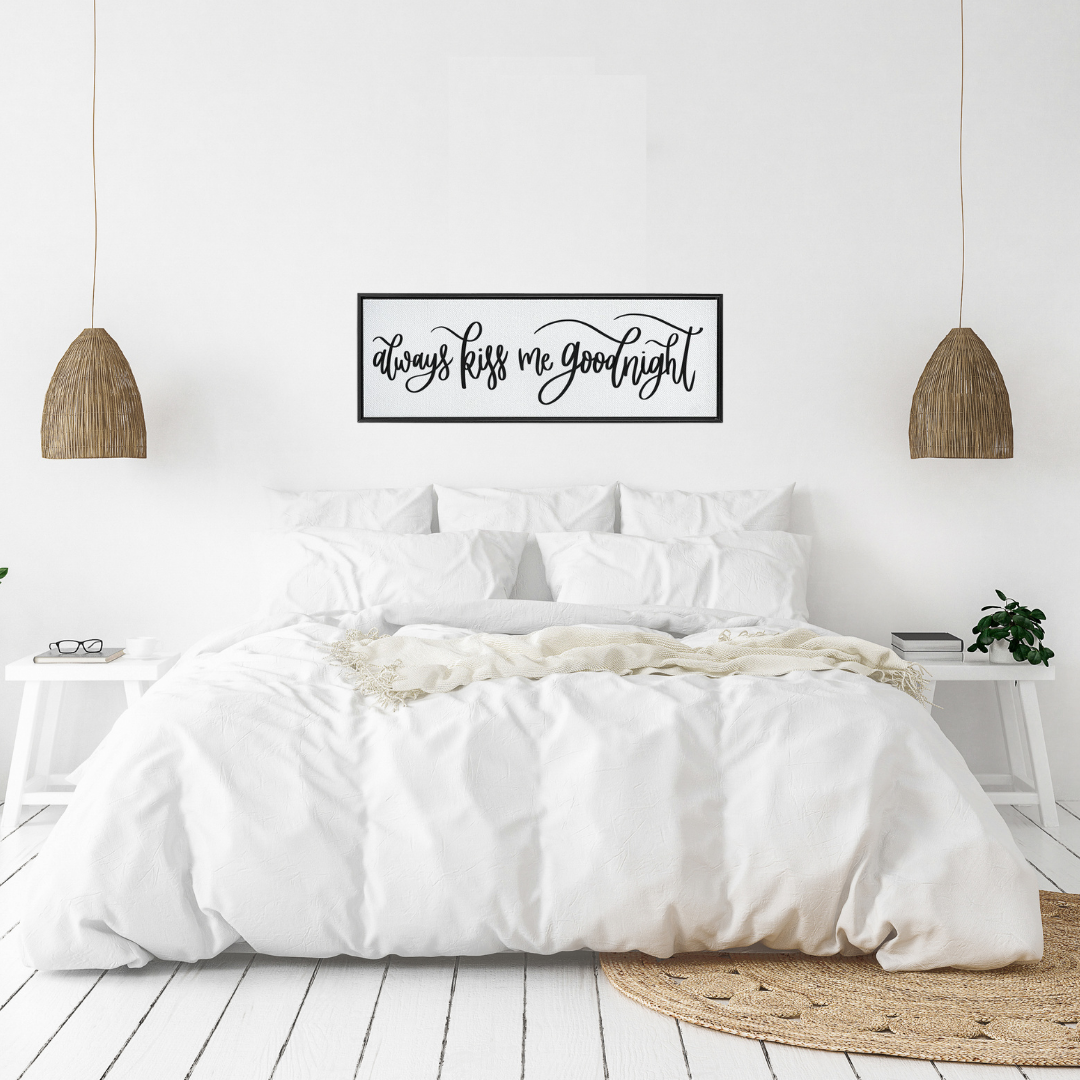 Always Kiss Me Goodnight Framed Canvas Sign