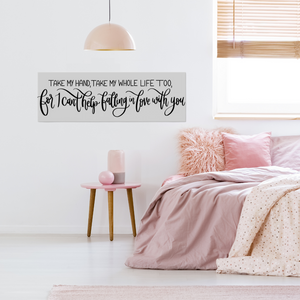 Falling In Love With You White Canvas Sign