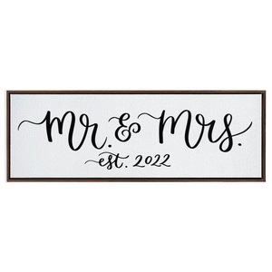 Mr. & Mrs. est. 2022 Framed Canvas Sign