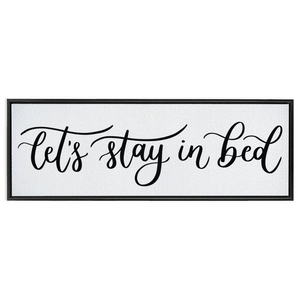 Let's Stay In Bed Framed Canvas Sign