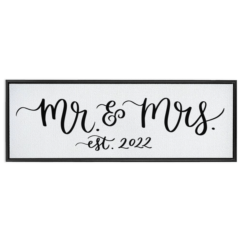 Mr. & Mrs. est. 2022 Framed Canvas Sign