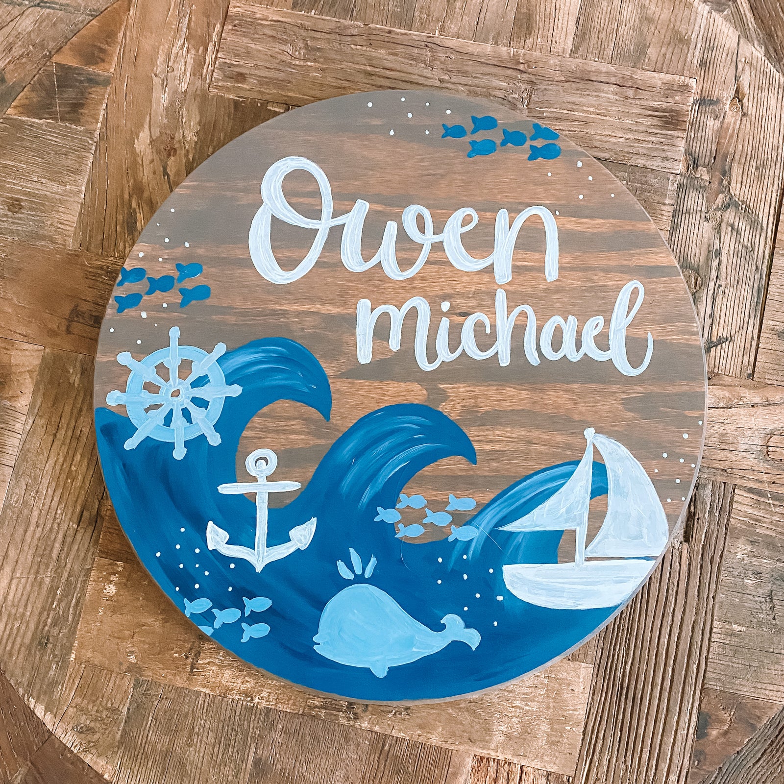 Ocean Wooden Baby Name Sign