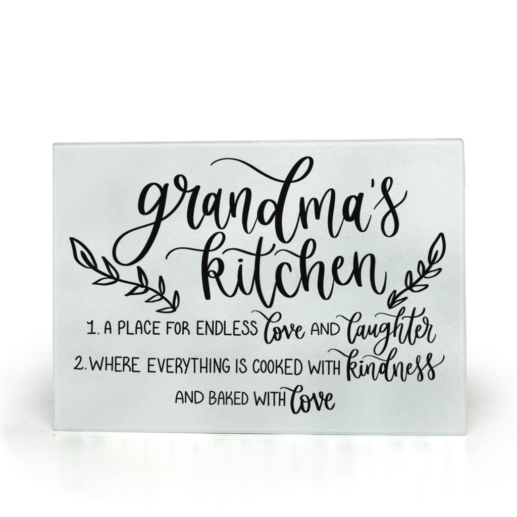 Grandma's Kitchen Glass Cutting Board