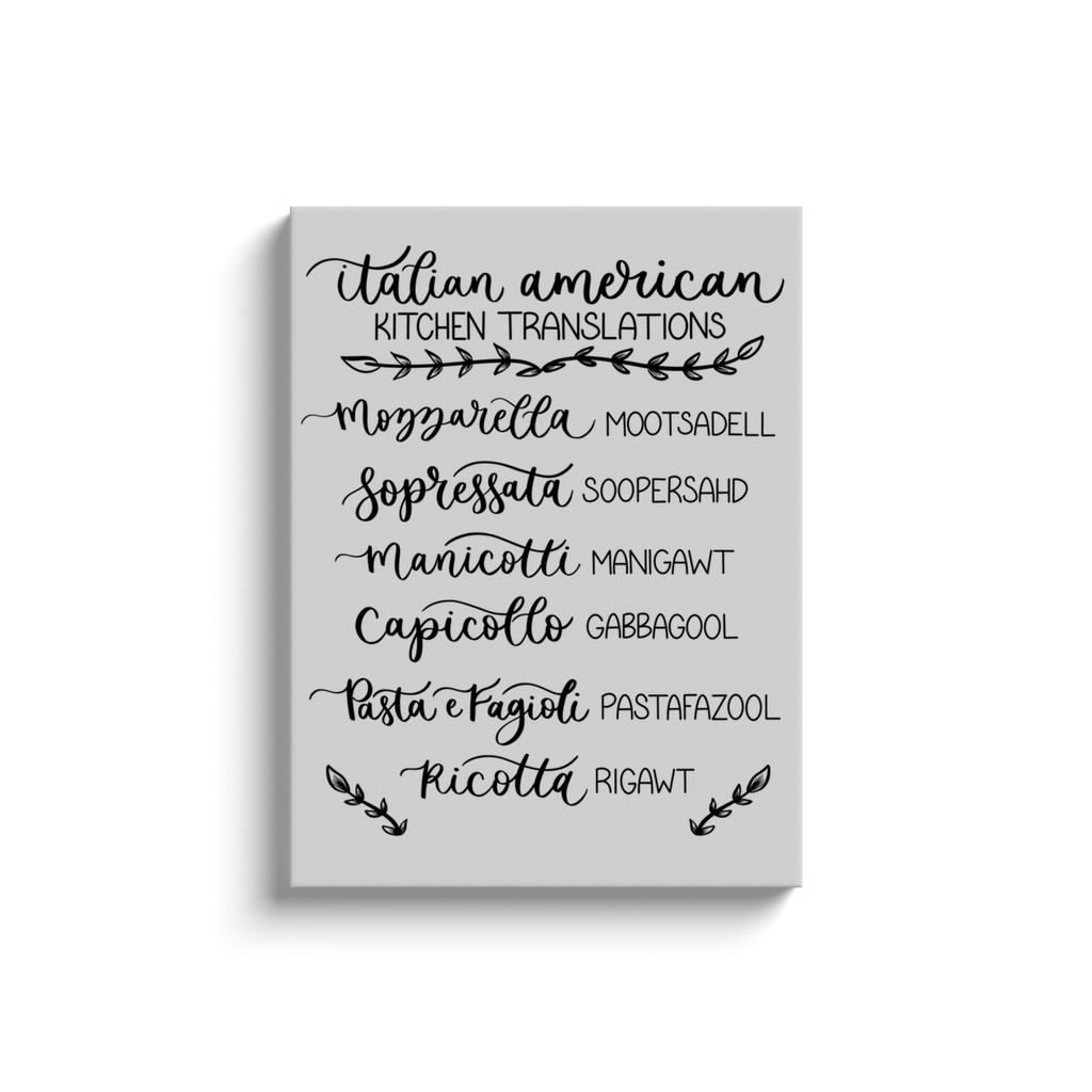 Italian America Kitchen Translations Canvas
