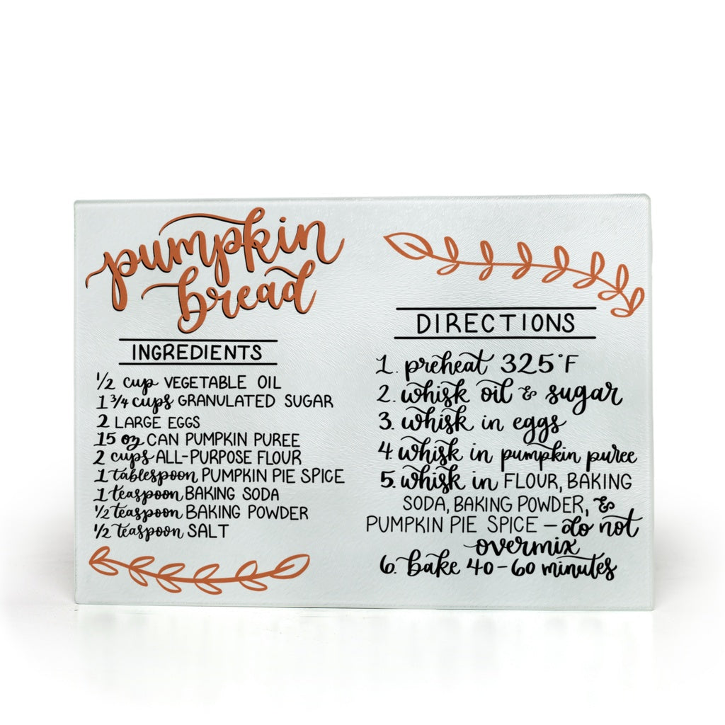 Pumpkin Bread Glass Cutting Board