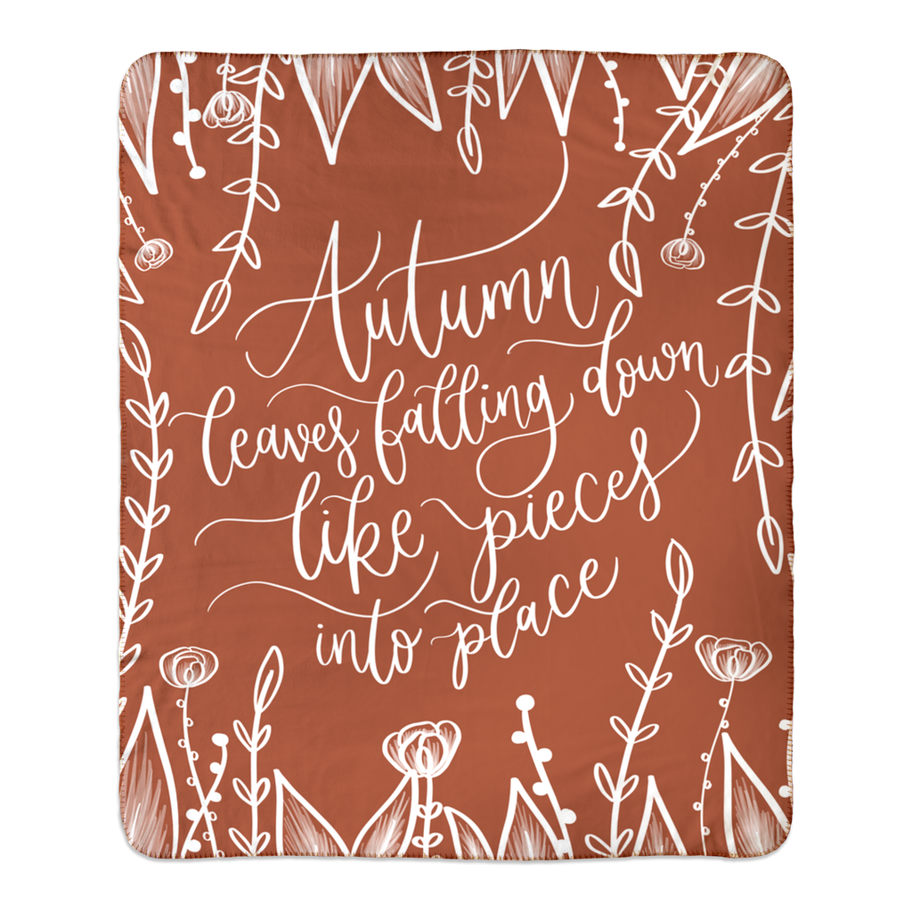 Autumn Leaves Fleece Sherpa Blanket
