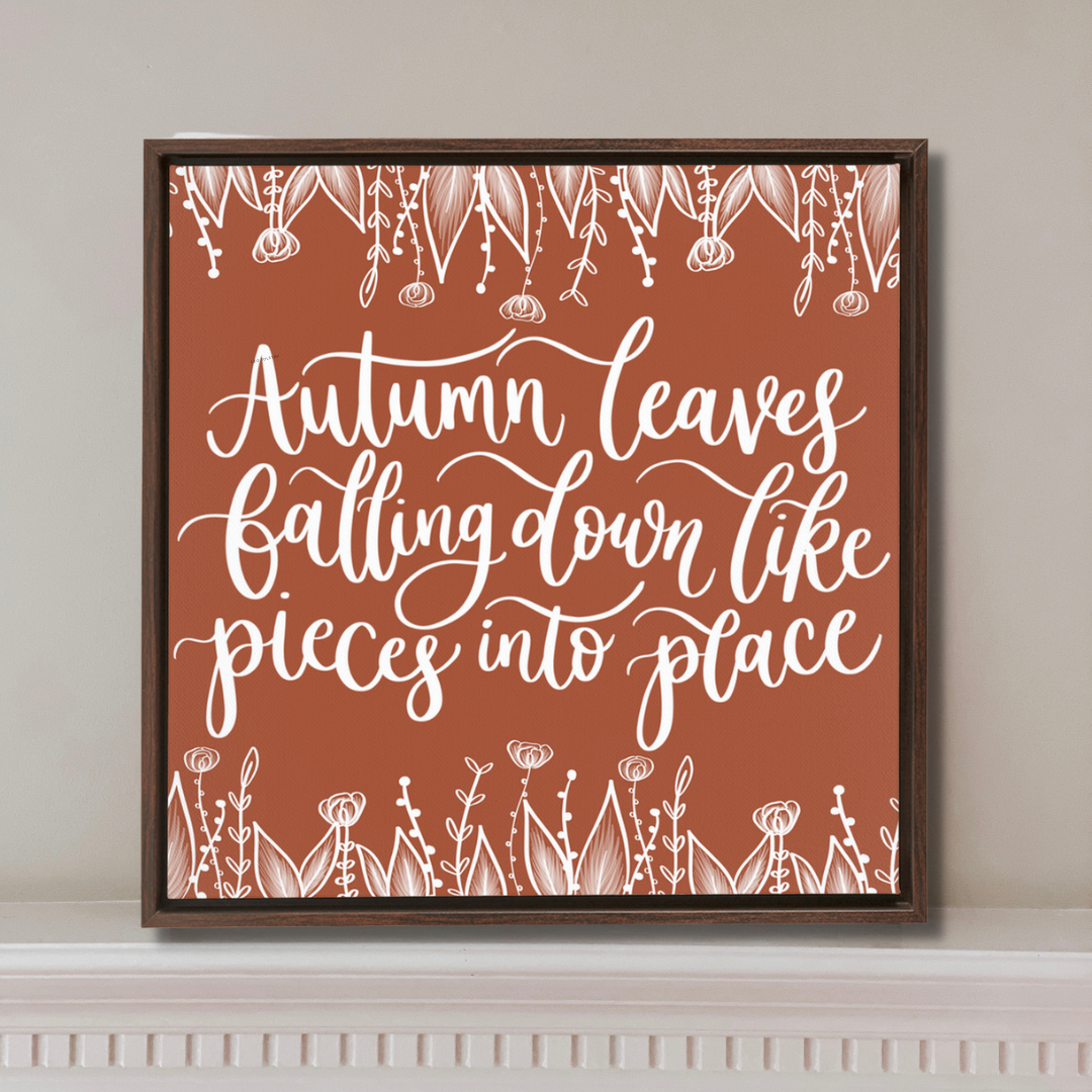 Autumn Leaves Falling Framed Canvas Sign