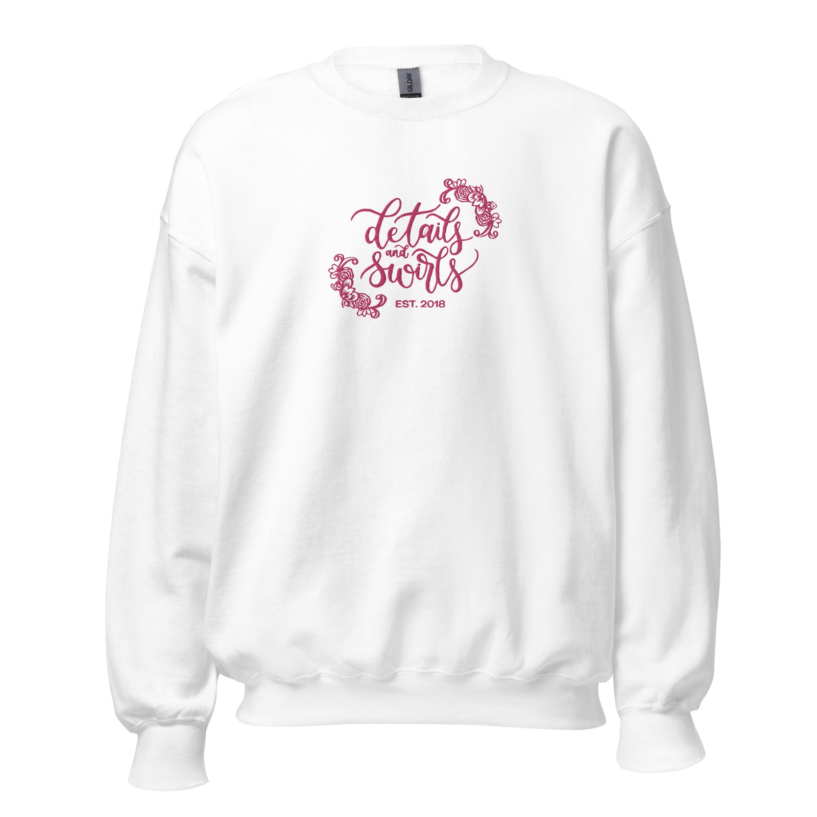 Embroidered Details and Swirls Logo Crew